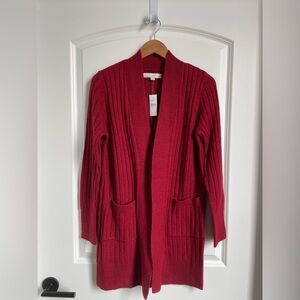 LOFT Red Open Cardigan